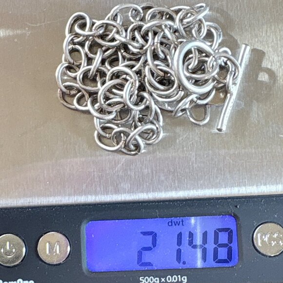 VTG Sterling Silver 925 Heart Tag Round Link Chain Necklace Size 17.5" Length - Picture 12 of 12